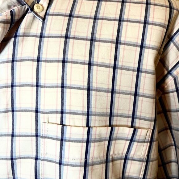 EEUC Men's Peter Millar Crown Soft White Blue Pink Check Button Down Shirt XL - Picture 3 of 4
